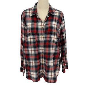 Chaps Denim Plaid Flannel Shirt Women's Plus Size 1X Red Green‎ Blue